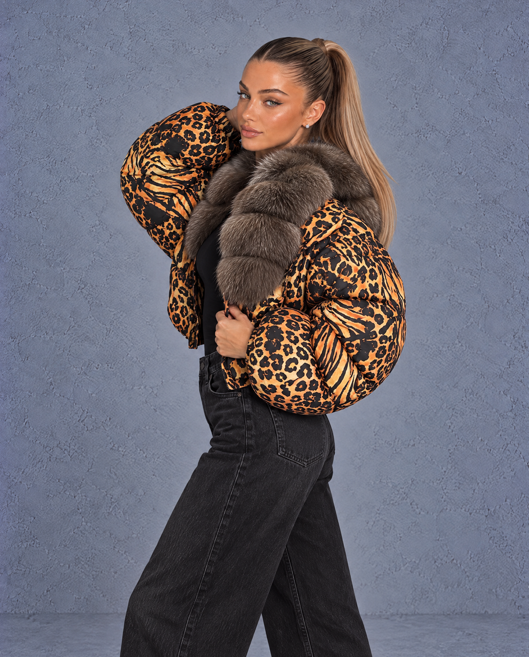 ASTRA LEOPARD PUFFER COAT