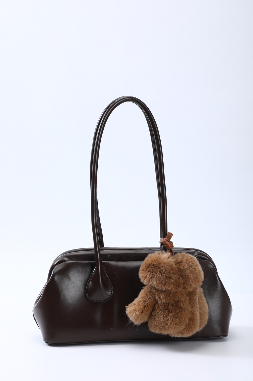 FAUX FUR COAT CHARM - BROWN