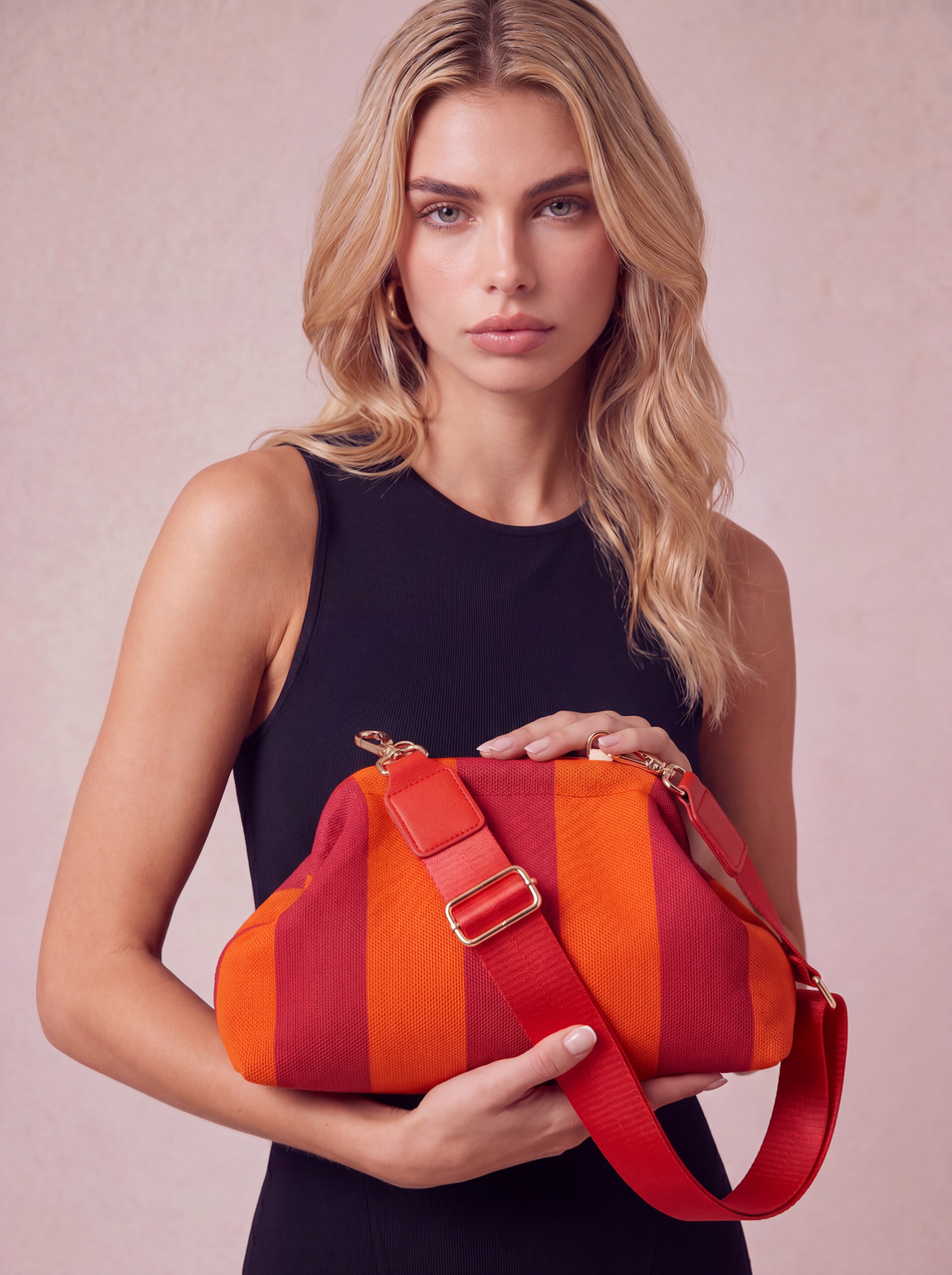 CITY GIRL POUCH + STRAP - RED/ORANGE