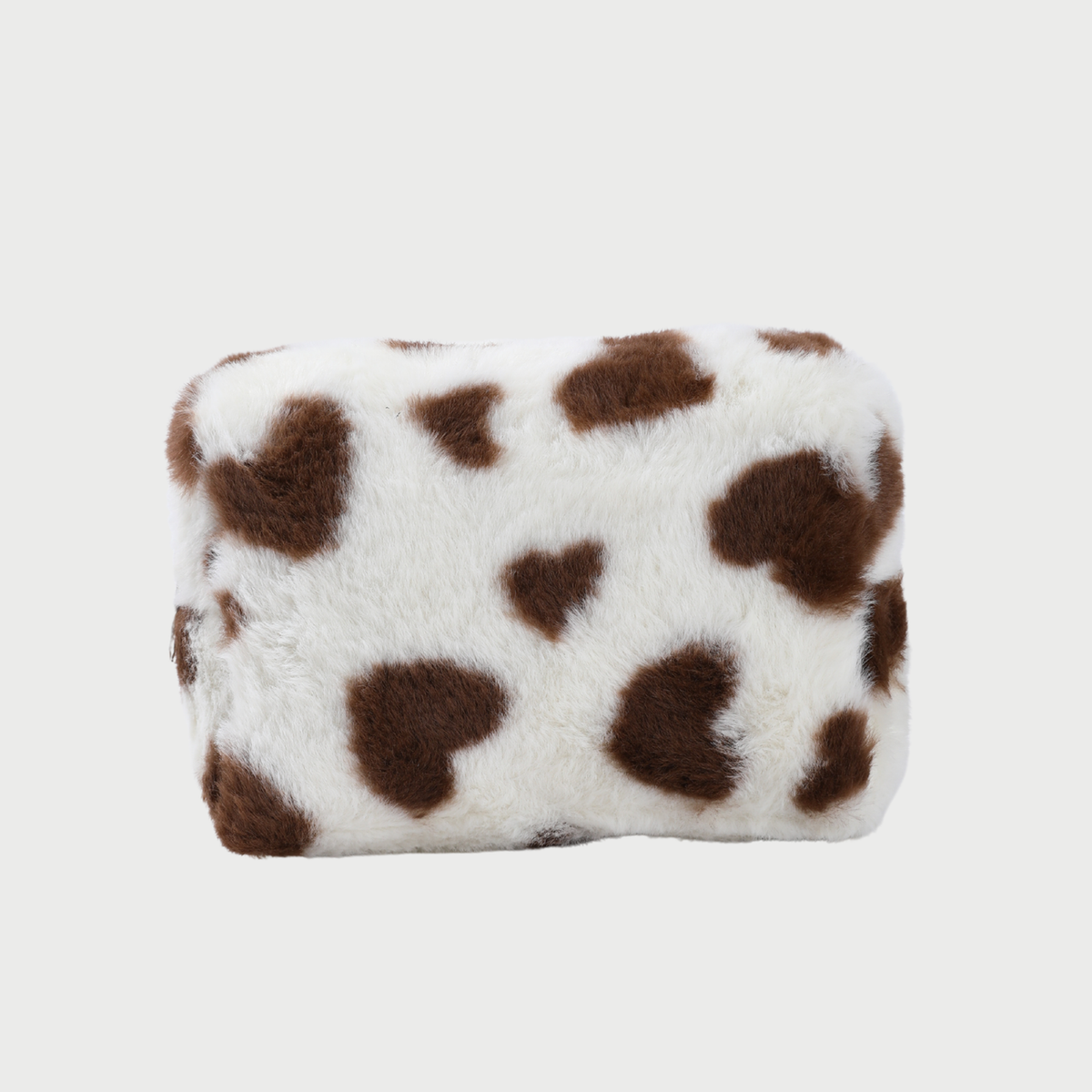 FLUFFY HEART POUCH - BROWN