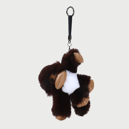 FLUFFY MONKEY CHARM - DARK BROWN