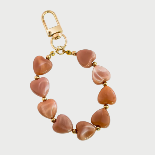 HEARTS PHONE CHARM - CARAMEL
