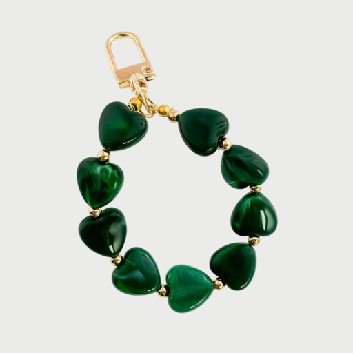 HEARTS PHONE CHARM - GREEN