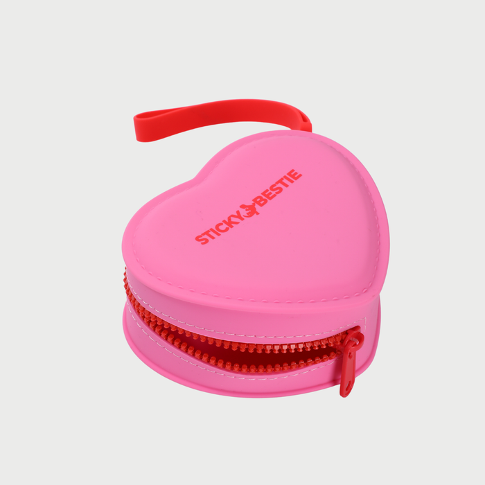 SILICONE HEART POUCH - PINK