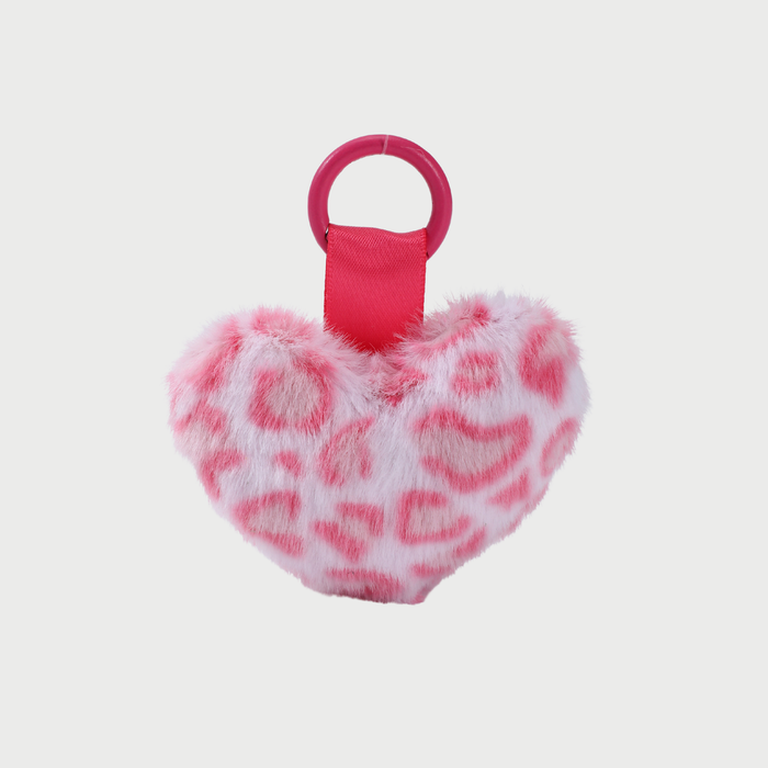LEOPARD HEART CHARM - HOT PINK